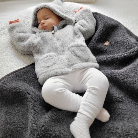 Zaffiro Blanket 100% wool - Lamb 100x150 Graphite