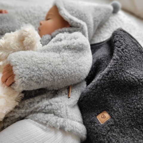 Zaffiro Blanket 100% wool - Lamb 100x150 Graphite