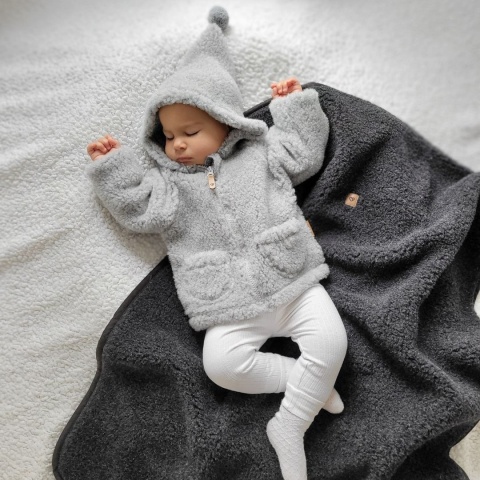 Zaffiro Blanket 100% wool - Lamb 75x100 Graphite