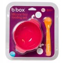 B.box Silikonowa miseczka z przyssawką i łyżeczką - Strawberry Shake