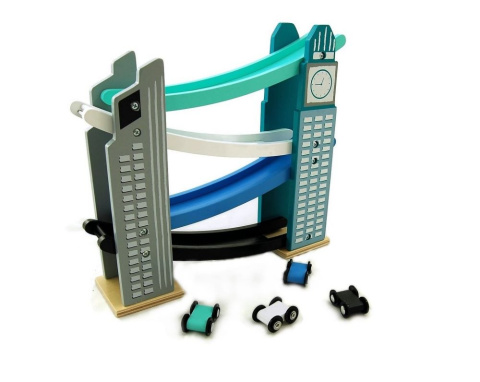 Adam Toys Zjeżdżalnia dla samochodów Drapacz Chmur + 4 autka