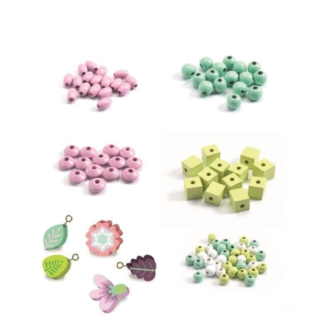 Djeco Zestaw do tworzenia biżuterii 450 el - KWIATY I LIŚCIE