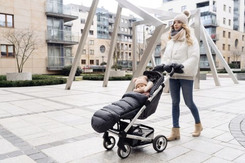 ZAFFIRO dwuczęściowe mufki 2w1 do wózka z wełną - melange grey