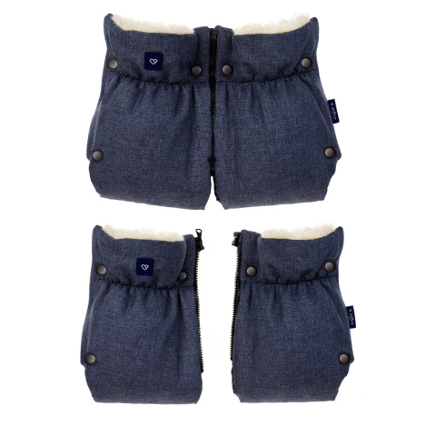 ZAFFIRO dwuczęściowe mufki 2w1 do wózka z wełną - melange navy blue