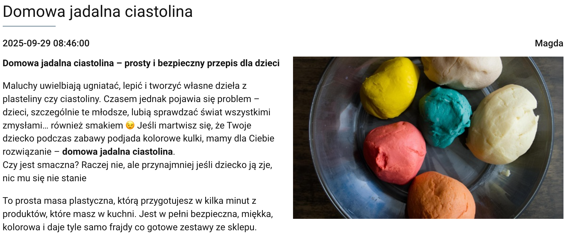 domowa jadalna ciastolina przepis